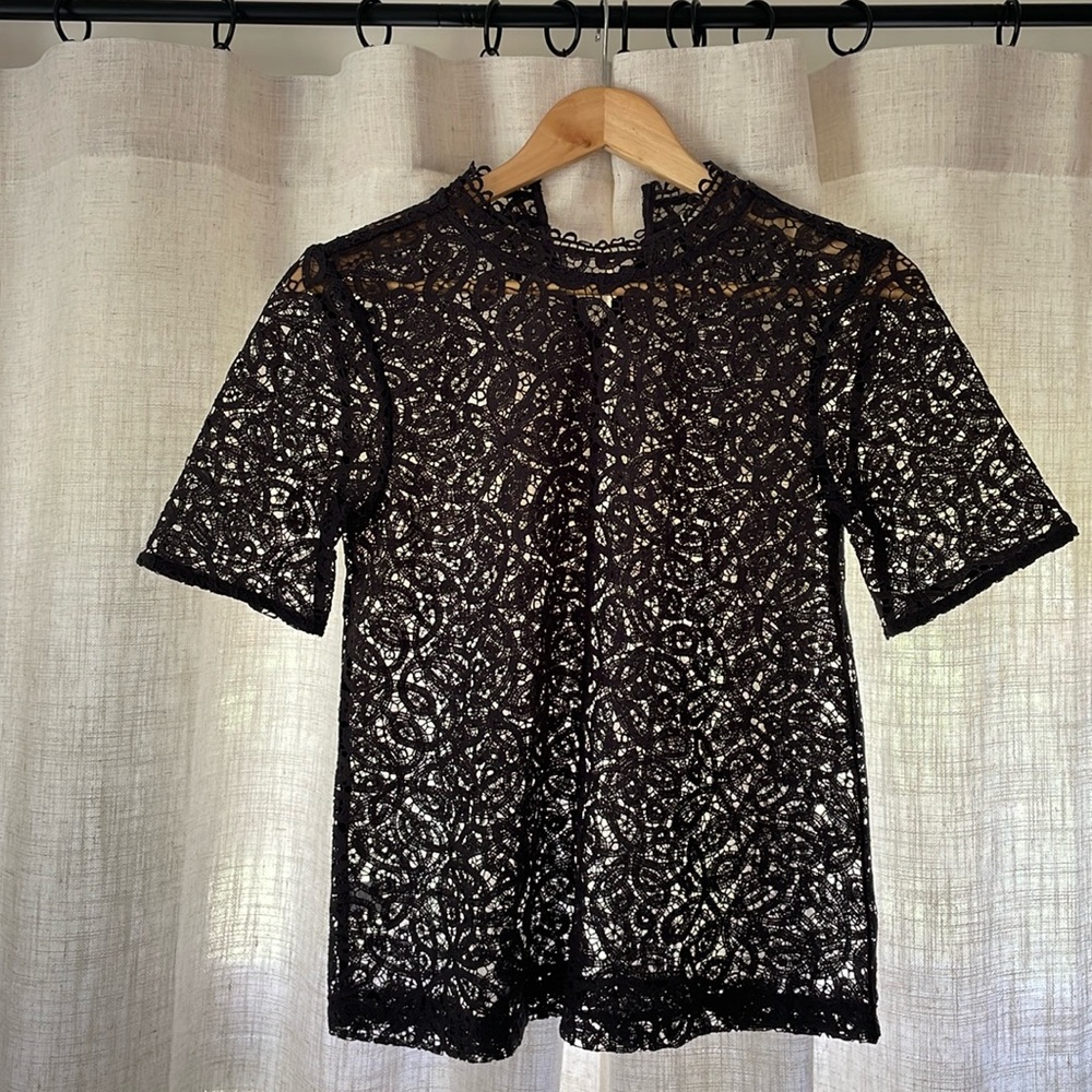 LOFT embroidered lace blouse